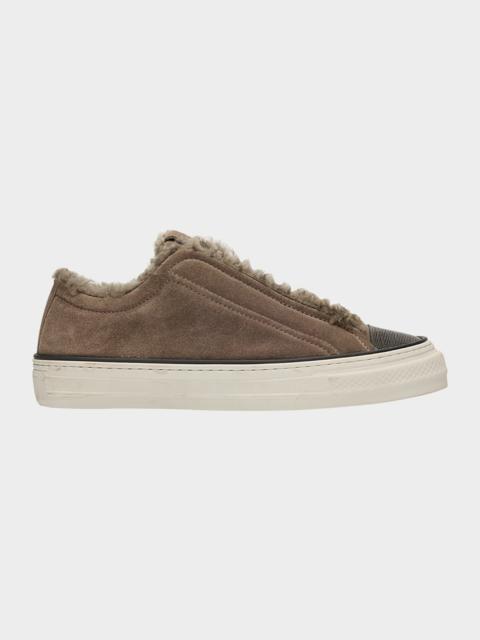 Brunello Cucinelli Monili Detail Shearling-Lined Slip-On Sneakers