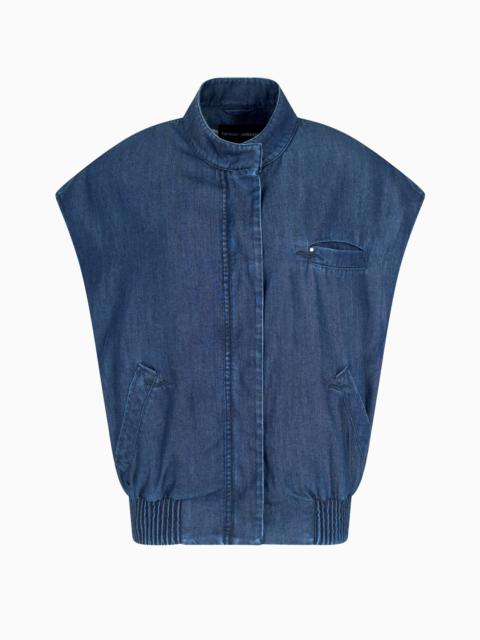 GIORGIO ARMANI DENIM COLLECTION LYOCELL SLEEVELESS BLOUSON