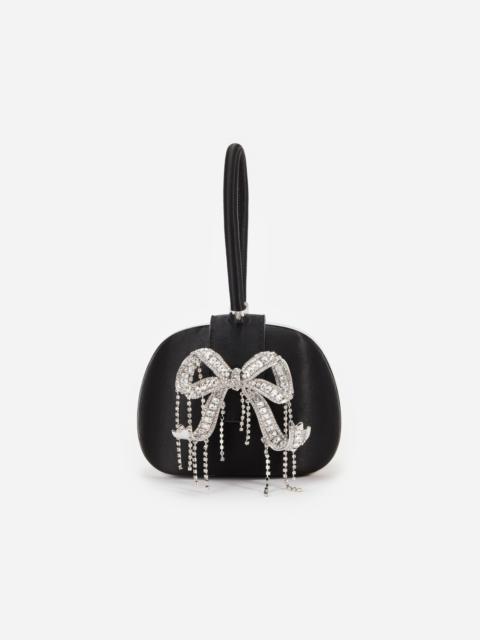 self-portrait Black Satin Top Handle Clutch Bag