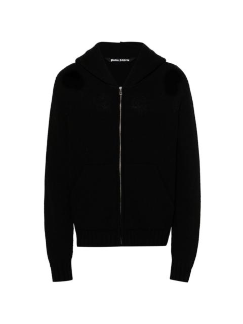 logo-intarsia zip hoodie