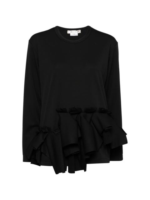 ruffled long-sleeved top