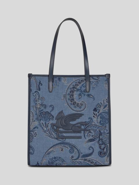 Etro MEDIUM DENIM JACQUARD LOVE TROTTER BAG
