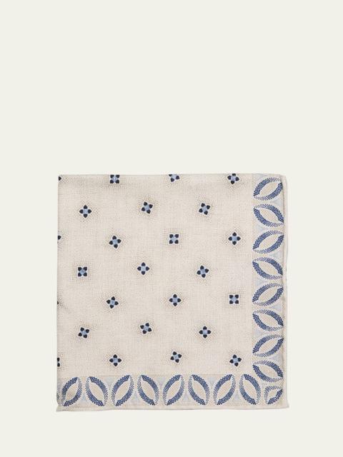 Brunello Cucinelli Men's Silk Floral Print Pocket Square