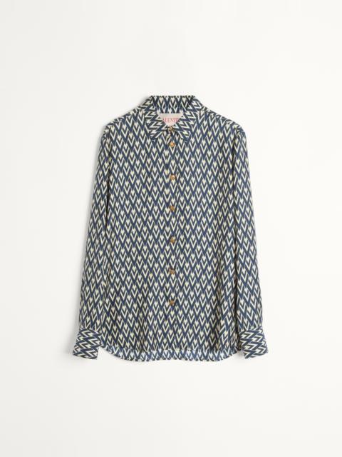 Valentino SILK TWILL SHIRT WITH TOUTE LA V PRINT
