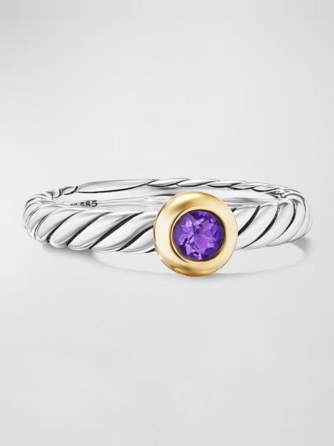 DAVID YURMAN Cable Flex Ring with Gemstone in Silver and 14K Gold, 2.8mm
