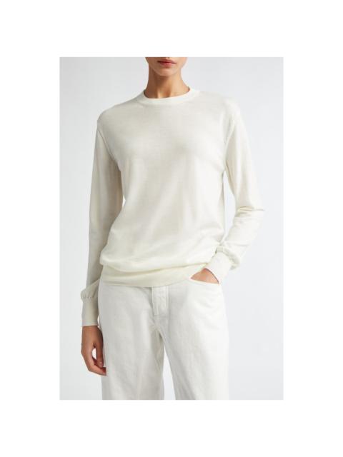 Jil Sander Superfine Merino Wool Crewneck Sweater in Natural at Nordstrom