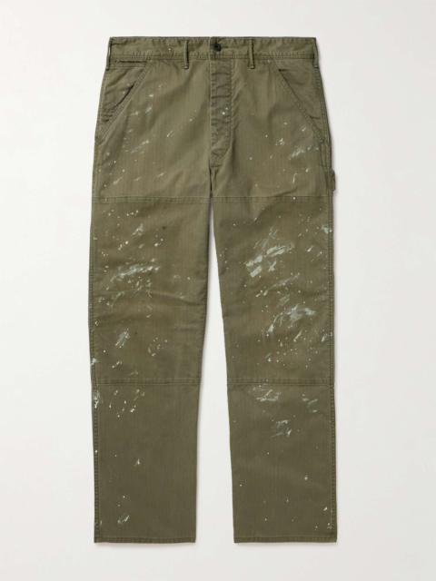 RRL by Ralph Lauren Straight-Leg Paint-Splattered Herringbone Cotton-Twill Trousers