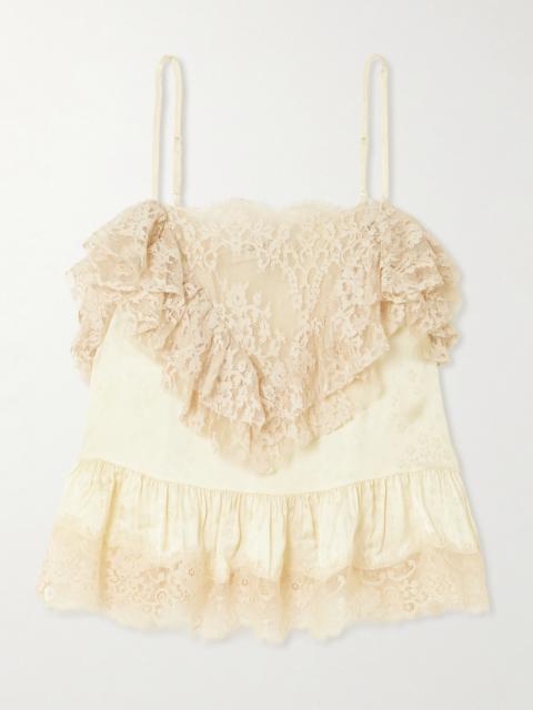 Sea Ethel Ruffled Lace And Satin-jacquard Camisole
