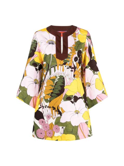 La DoubleJ The Kaftan Mini floral-print dress
