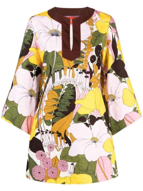 La DoubleJ The Kaftan Mini floral-print dress