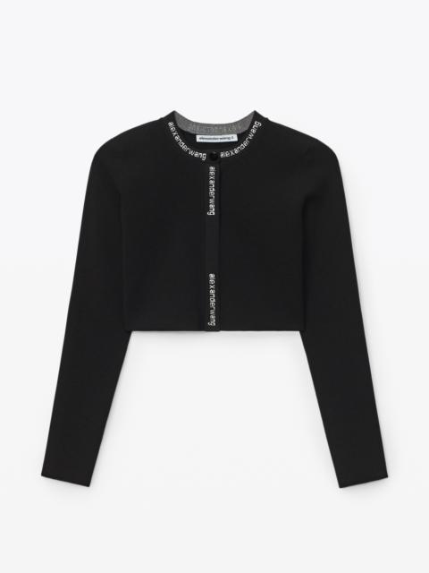 Alexander Wang JACQUARD LONG SLEEVE LOGO CARDIGAN IN STRETCH KNIT