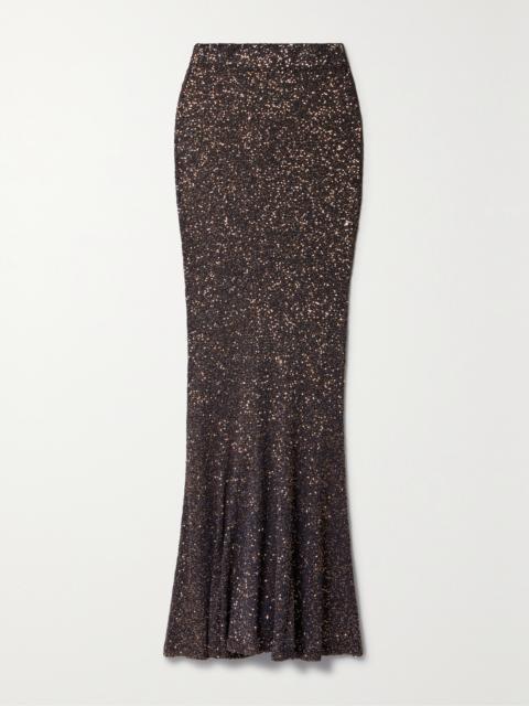 BALENCIAGA Sequined Stretch-knit Maxi Skirt