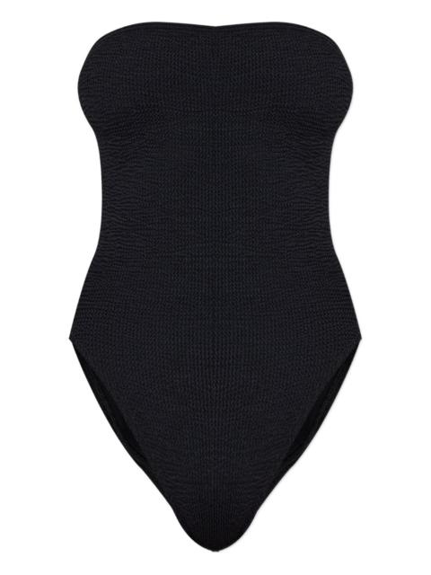 bond-eye strapless textured swimsuit