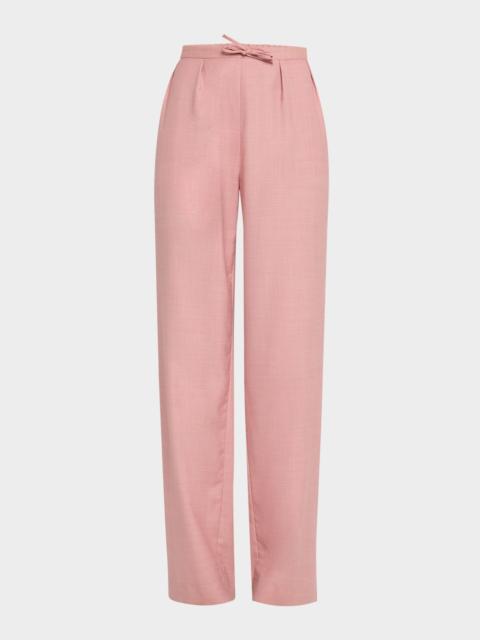 Loulou de Saison Cove Pleated Elastic Waistband Wool Pants