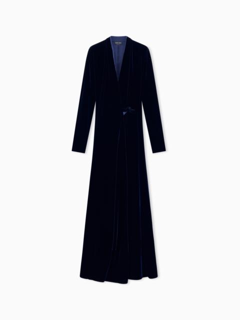 GIORGIO ARMANI LONG WRAP DRESS IN VISCOSE AND SILK VELVET