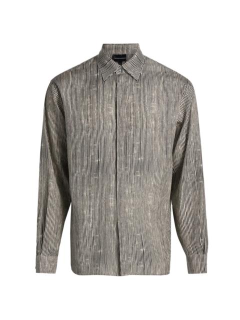 EMPORIO ARMANI Men's Irregular Stripe Sport Shirt - Fancy Irregular Line