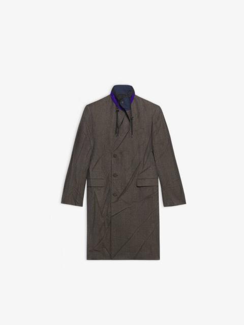 BALENCIAGA Parka Tailored Coat in Brown/marine Blue