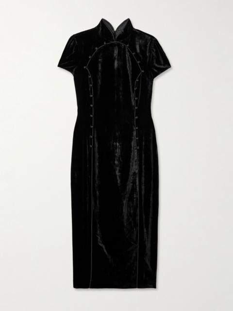 SALONI Taro-C velvet midi dress Black