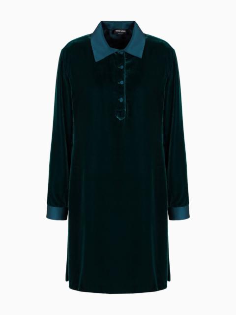 Velvet and silk long-sleeved tunic