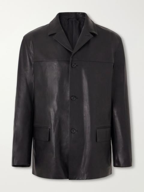 YOKE Panelled Leather Jacket Black