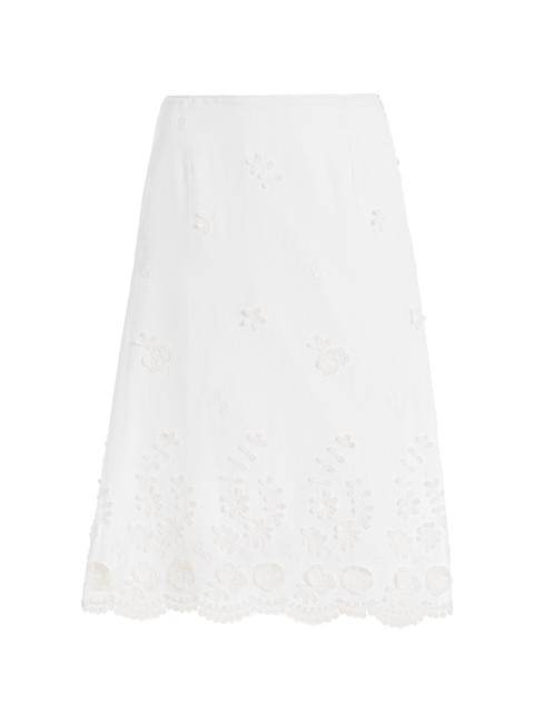 Altuzarra Malik Embellished Cotton Midi Skirt white