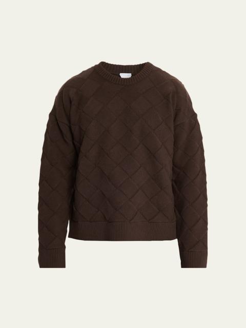Bottega Veneta Men's Intrecciato Wool Knit Crewneck Sweater