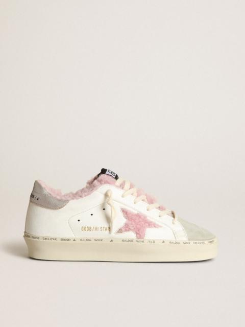 Hi Star in white nappa with pink shearling star and lining