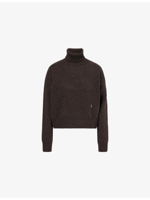 Sporty & Rich Logo-Embroidered Turtleneck Wool Jumper