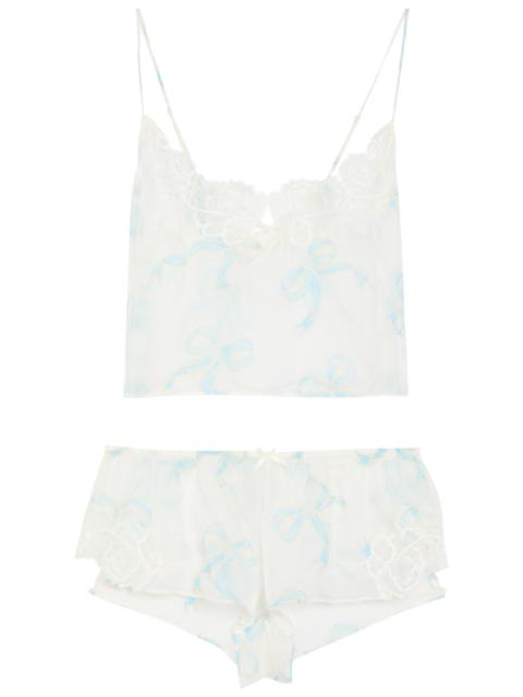 SKIMS Skims Romance Sheer Bow-print Silk Pyjama set