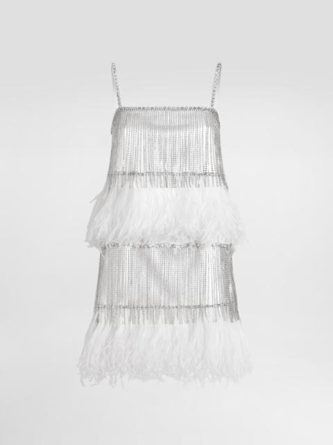 Dolce & Gabbana Satin dress with feathers