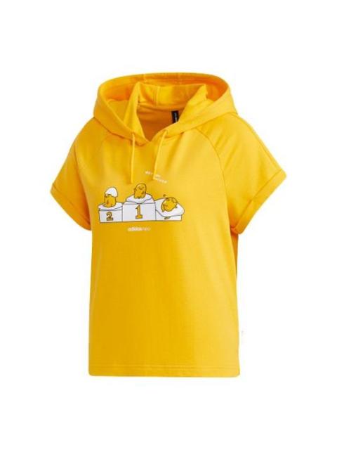 adidas (WMNS) adidas neo GDTM SS HDY Yellow Crossover Sports Hooded Pullover Short Sleeve Yellow T-Shirt GL