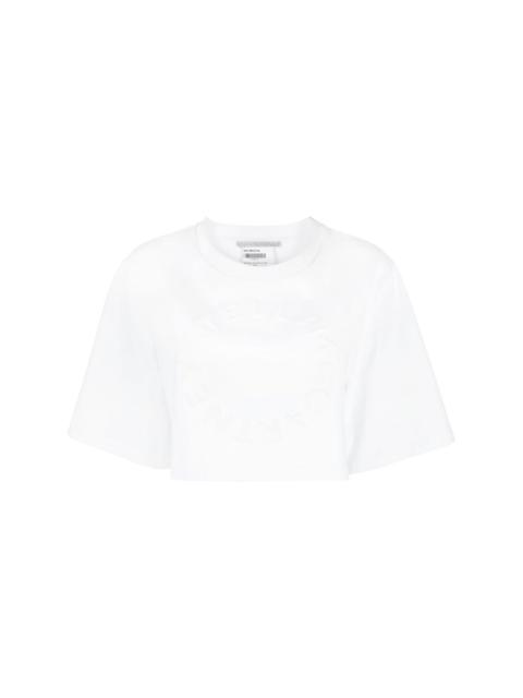 flocked-logo cropped T-shirt