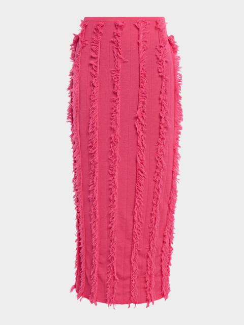 ZANKOV Evangeline Fringed Wool Midi Skirt