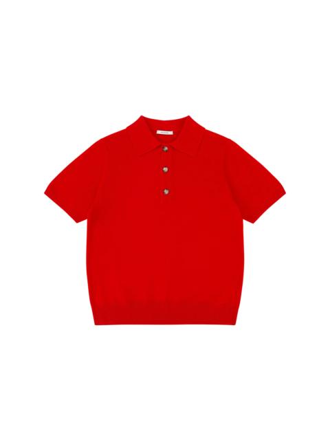 entire studios SHORT SLEEVE KNIT CASHMERE POLO RED