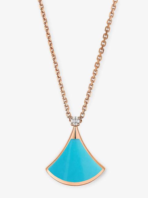 BVLGARI Divas’ Dream 18ct rose-gold, 0.03ct brilliant-cut diamond and turquoise pendant necklace