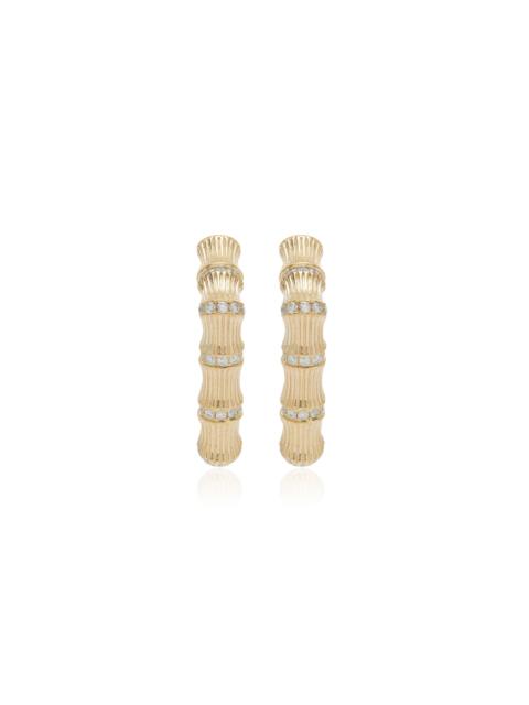 Yvonne Léon Bamboo 9K Yellow Gold Diamond Earrings gold