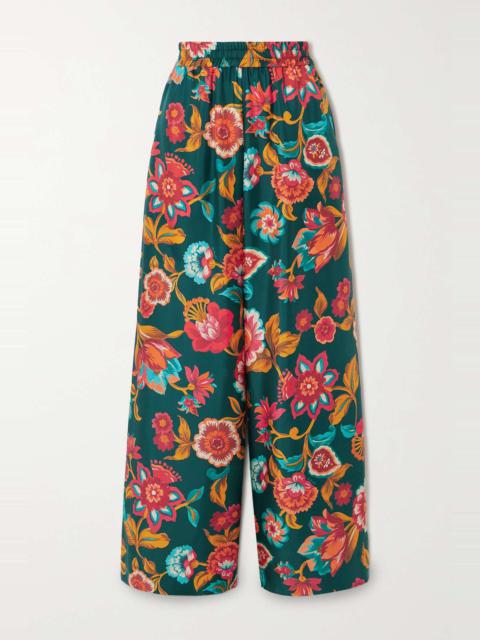 La DoubleJ Floral-print silk-twill wide-leg pants