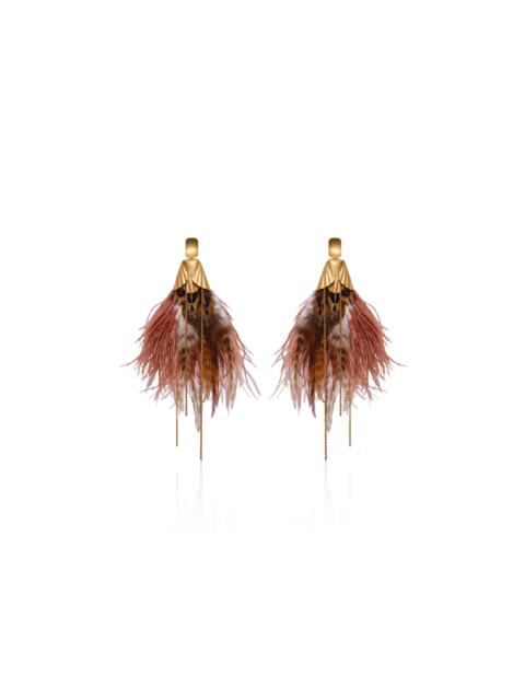 Johanna Ortiz Luminous Fortune Feather Earrings multi