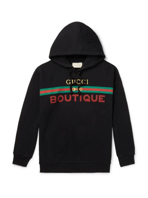 GUCCI Logo-Print Loopback Cotton-Jersey Hoodie