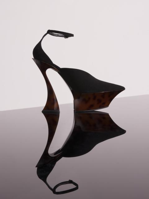 MUGLER black velvet platform strappy fang 95 mules