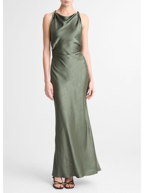 Vince Satin Twist-Shoulder Dress