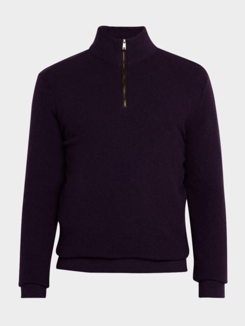 Men's Cashmere Birdseye Quarter-Zip Sweater