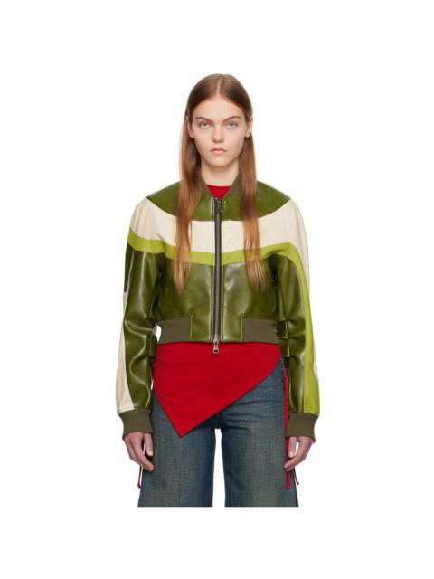 Green & Beige Lilu Bomber Jacket