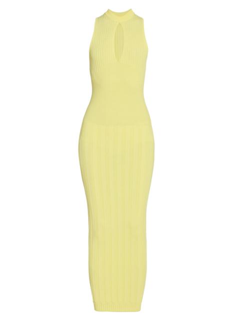 Balmain Women's Keyhole Rib-Knit Maxi Dress - Jaune