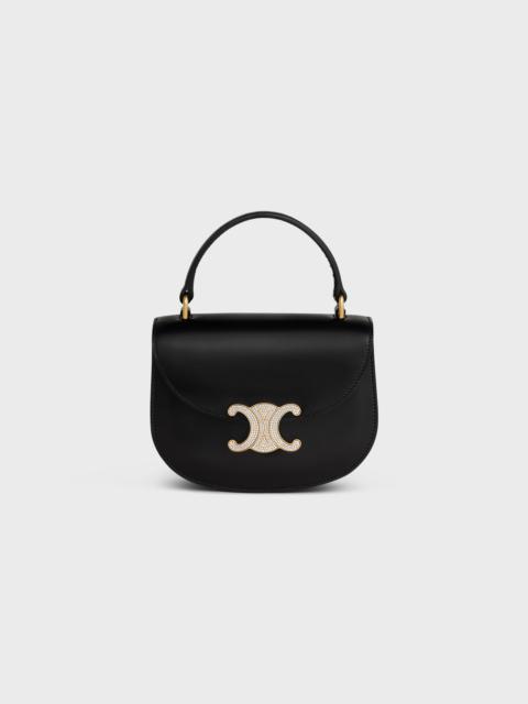 CELINE Mini Besace Triomphe on Chain with strass closure in SHINY CALFSKIN