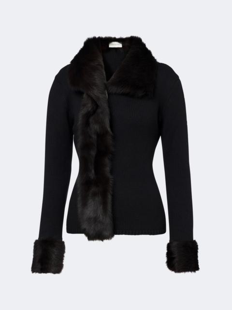 MAGDA BUTRYM Shearling-trimmed wool and cashmere cardigan
