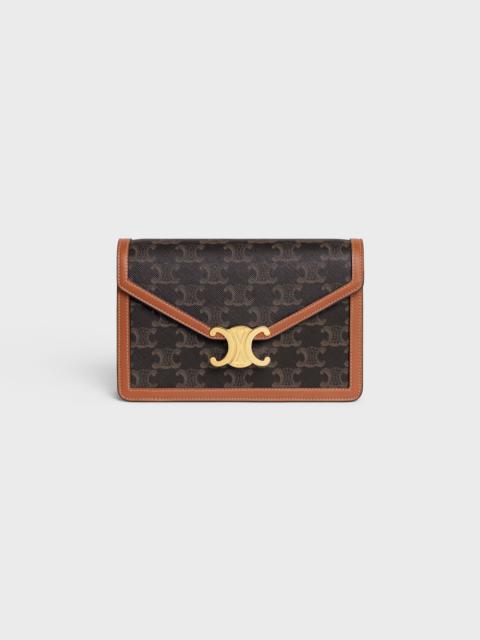 CELINE WALLET ON CHAIN MARGO in TRIOMPHE CANVAS and calfskin