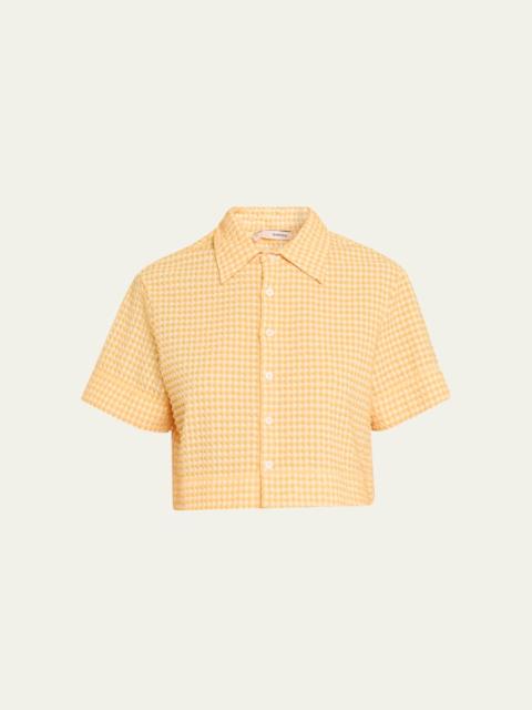 SIMKHAI Reeves Textured Gingham Camp Shirt