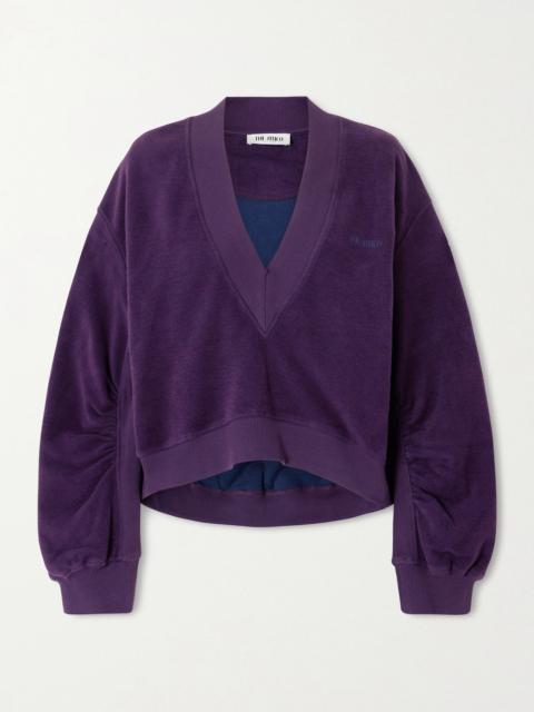 THE ATTICO Embroidered Cotton-blend Velour Sweatshirt