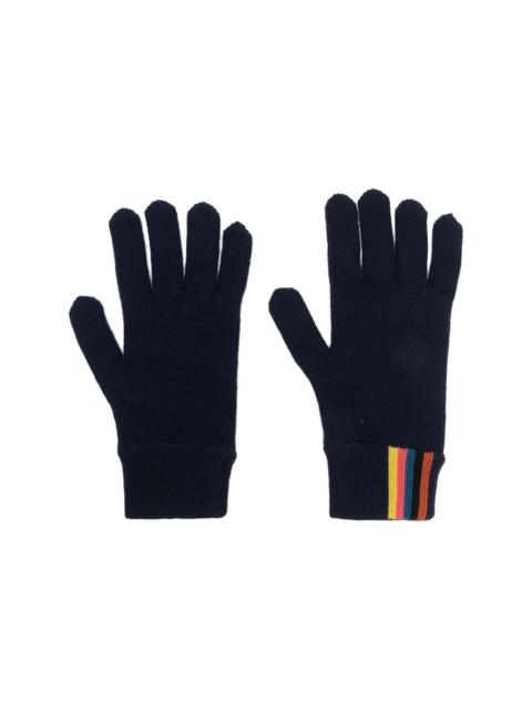 Paul Smith striped knitted wool gloves